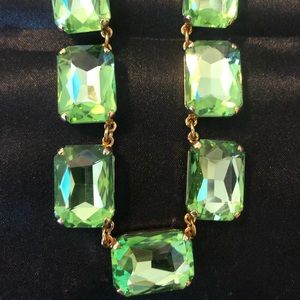 Green peridot gold statement necklace